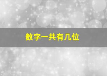 数字一共有几位