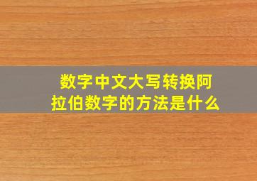 数字中文大写转换阿拉伯数字的方法是什么