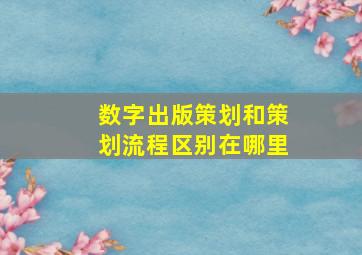 数字出版策划和策划流程区别在哪里