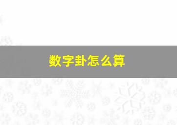 数字卦怎么算