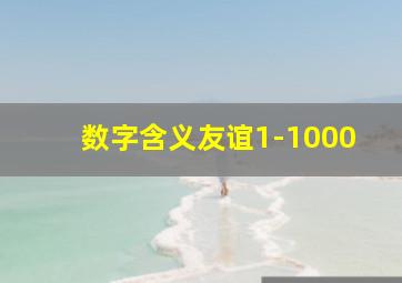 数字含义友谊1-1000