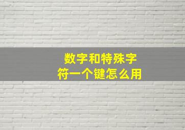 数字和特殊字符一个键怎么用