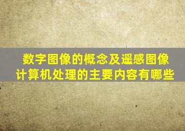 数字图像的概念及遥感图像计算机处理的主要内容有哪些