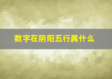 数字在阴阳五行属什么