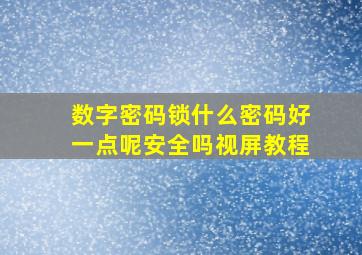 数字密码锁什么密码好一点呢安全吗视屏教程