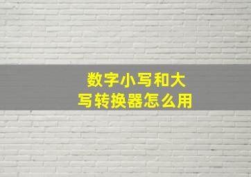 数字小写和大写转换器怎么用