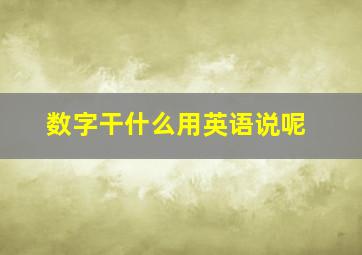 数字干什么用英语说呢