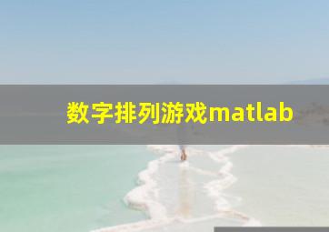 数字排列游戏matlab