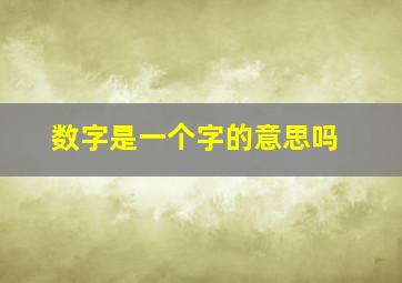 数字是一个字的意思吗