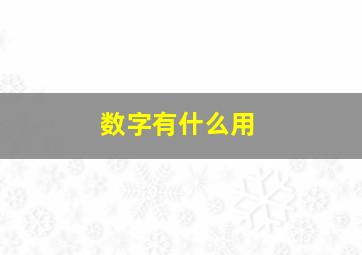 数字有什么用