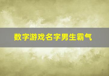 数字游戏名字男生霸气