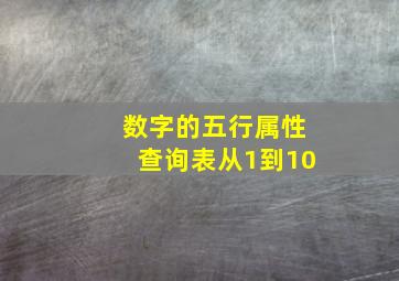 数字的五行属性查询表从1到10