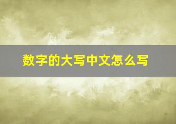 数字的大写中文怎么写