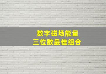 数字磁场能量三位数最佳组合