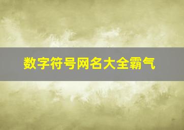 数字符号网名大全霸气