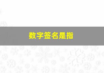 数字签名是指