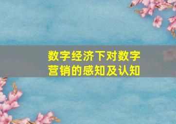 数字经济下对数字营销的感知及认知