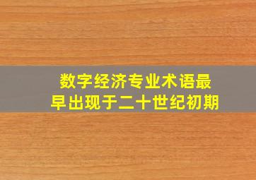 数字经济专业术语最早出现于二十世纪初期