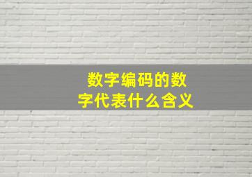 数字编码的数字代表什么含义