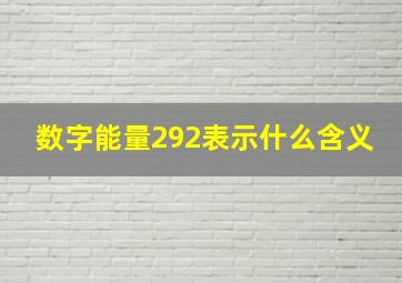 数字能量292表示什么含义