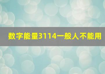 数字能量3114一般人不能用