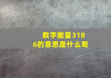 数字能量3186的意思是什么呢