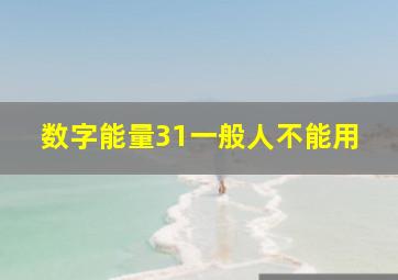 数字能量31一般人不能用