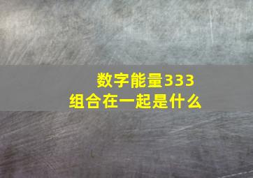 数字能量333组合在一起是什么