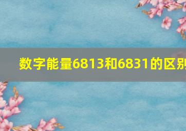 数字能量6813和6831的区别