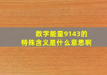 数字能量9143的特殊含义是什么意思啊