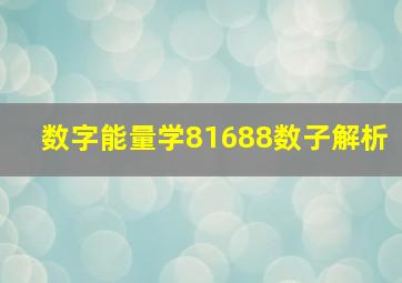 数字能量学81688数子解析