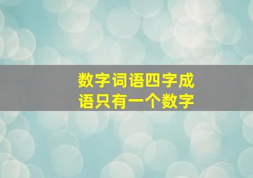 数字词语四字成语只有一个数字