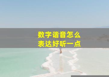 数字谐音怎么表达好听一点