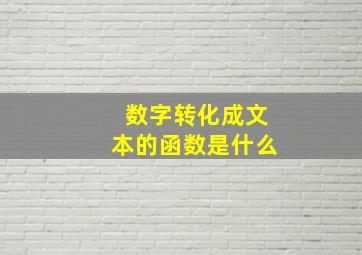 数字转化成文本的函数是什么