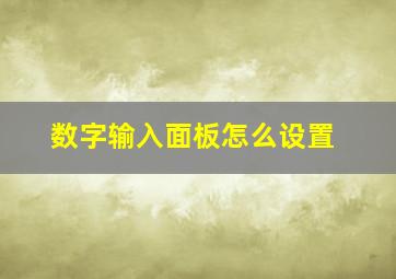 数字输入面板怎么设置