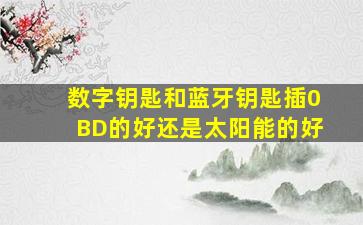 数字钥匙和蓝牙钥匙插0BD的好还是太阳能的好