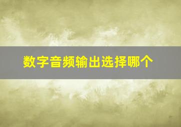 数字音频输出选择哪个