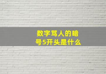 数字骂人的暗号5开头是什么