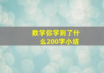 数学你学到了什么200字小结