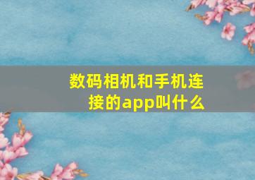 数码相机和手机连接的app叫什么