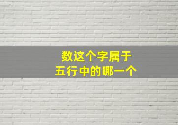 数这个字属于五行中的哪一个