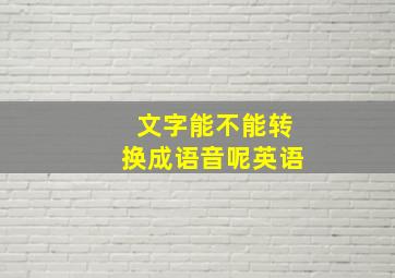 文字能不能转换成语音呢英语