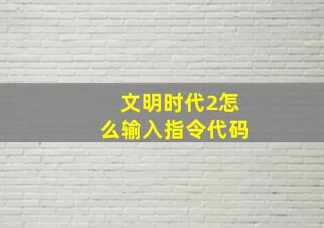 文明时代2怎么输入指令代码