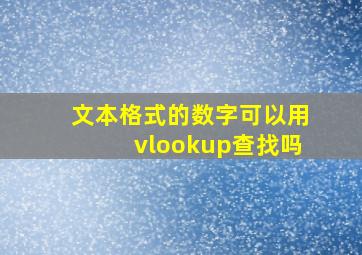 文本格式的数字可以用vlookup查找吗