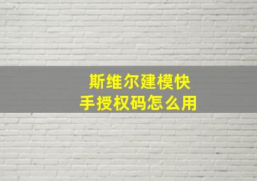 斯维尔建模快手授权码怎么用