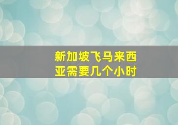 新加坡飞马来西亚需要几个小时