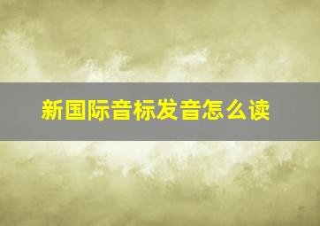 新国际音标发音怎么读