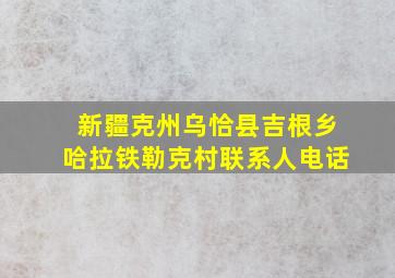 新疆克州乌恰县吉根乡哈拉铁勒克村联系人电话