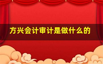 方兴会计审计是做什么的