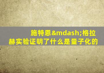 施特恩—格拉赫实验证明了什么是量子化的